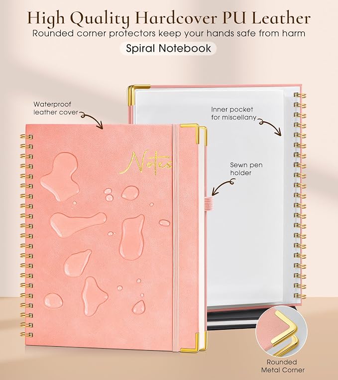 Hardcover Spiral Notebook Journal 8.5” x 11”, A4 Large Leather Notebooks - Image 2