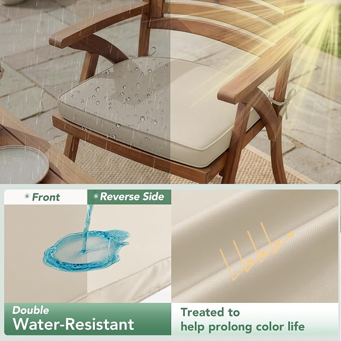 Outdoor Chair Cushions Set of 4: Waterproof & Fade Resistant Patio Furniture - Image 3
