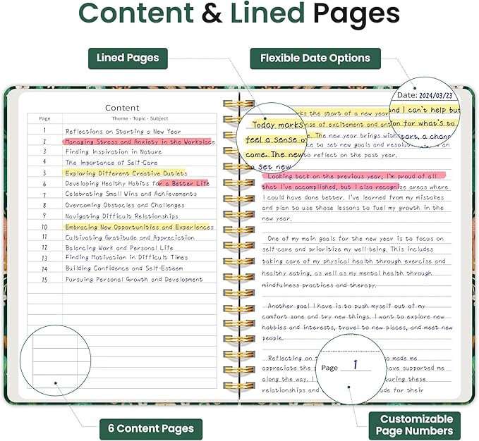 Lined Spiral Notebook Journal for Work, 300 Pages Thick B5 (7.1"x10") College Ruled Journal for Women & Writing, Hardcover Notebook for Note Taking, Perfect for Office Home School, Butterfly-DeskLoop Office