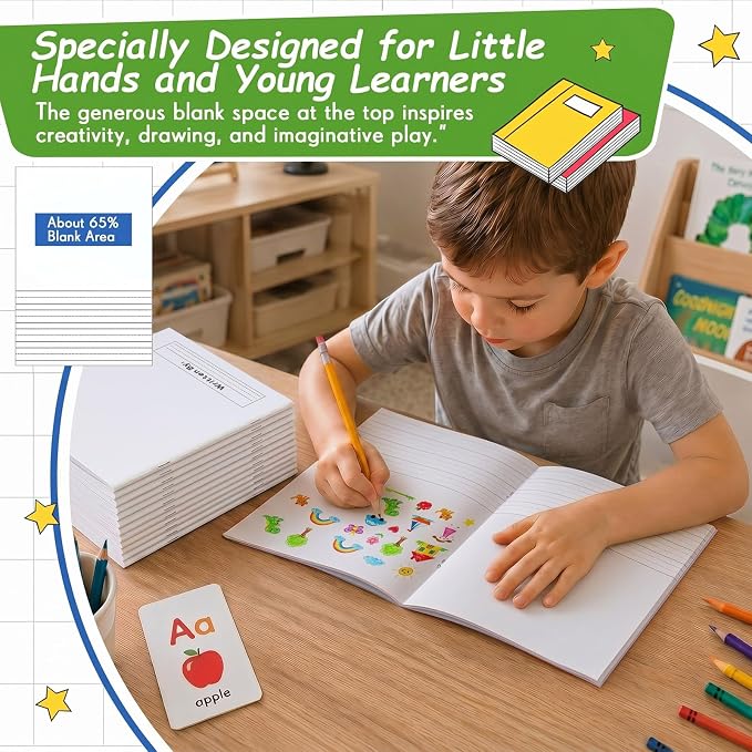 Henoyso 24 Pcs 5.5″ X 8.3″ Primary Composition Notebook K-2 Primary Journal - Image 5