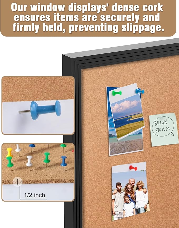 36"x24" Enclosed Bulletin Board, Outdoor Lockable Weather-Resistant Aluminum Cork Noticeboard for School & Office Hospital, Black Frame w/Cork-DeskLoop Office