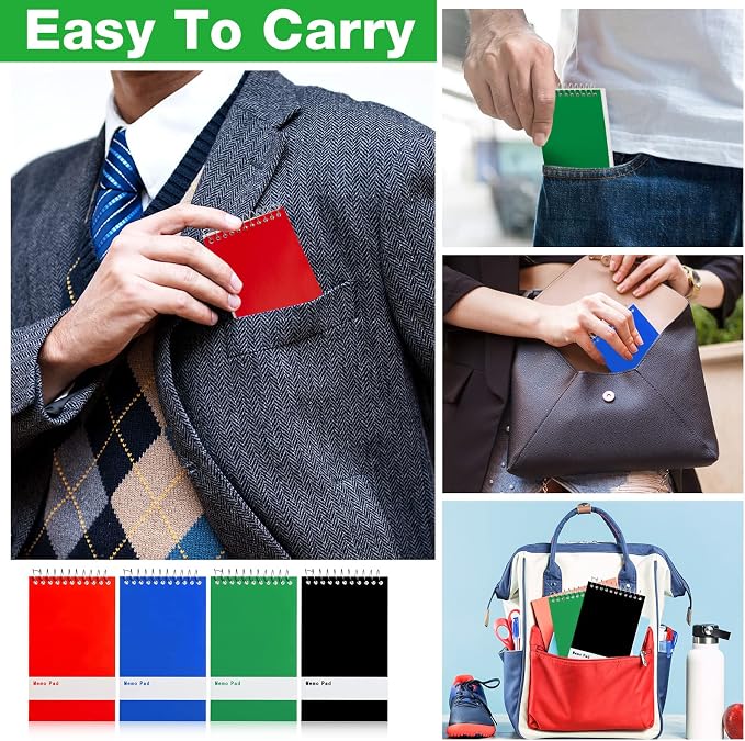 Thenshop 200 Pads Spiral Memo Pads Bulk 3 x 5 Inch Small Pocket Notepad Top - Image 7