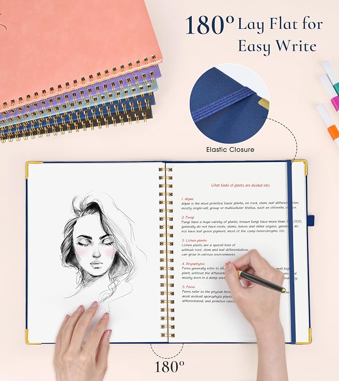 Blank Spiral Notebook Journal 8.5” x 11”, A4 Large Hardcover Sketch Book - Image 4