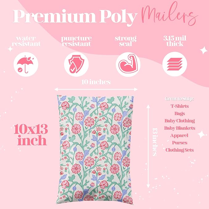 10x13 Designer Poly Mailer 100 Pack Heavy Duty Waterproof Self Seal Shipping - Image 2