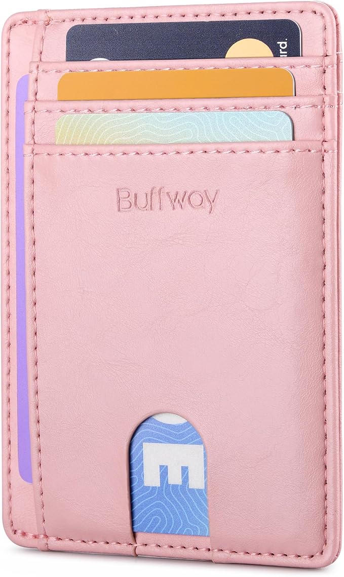 Buffway Slim Minimalist Front Pocket RFID Blocking Leather Wallets by Buffway