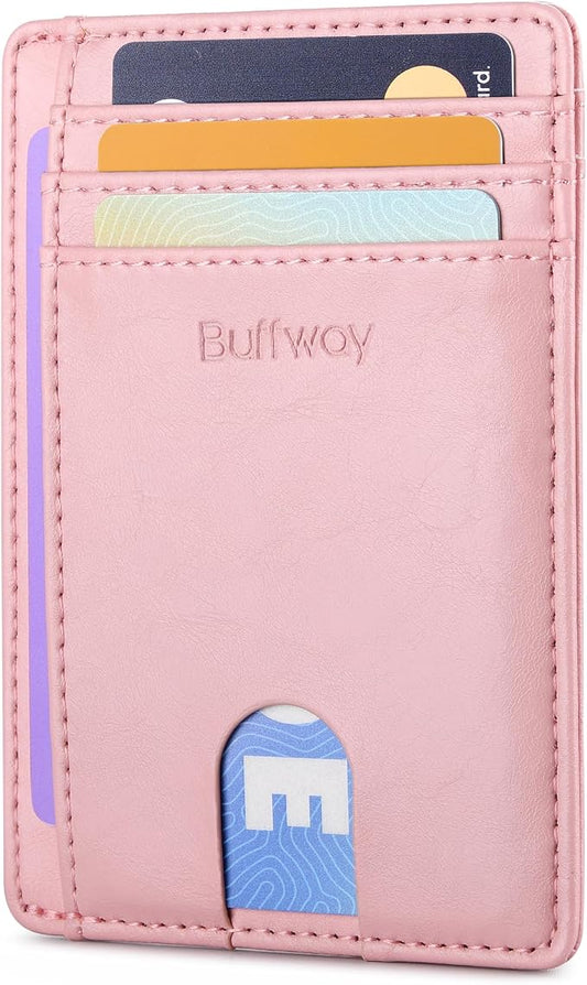 Buffway Slim Minimalist Front Pocket RFID Blocking Leather Wallets by Buffway