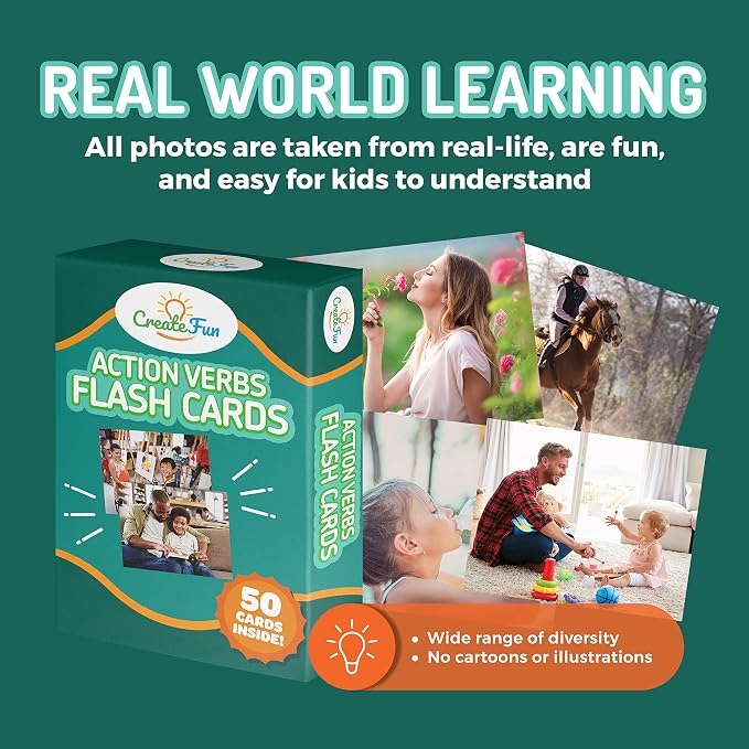 50 Action Verbs Flash Cards - Image 5