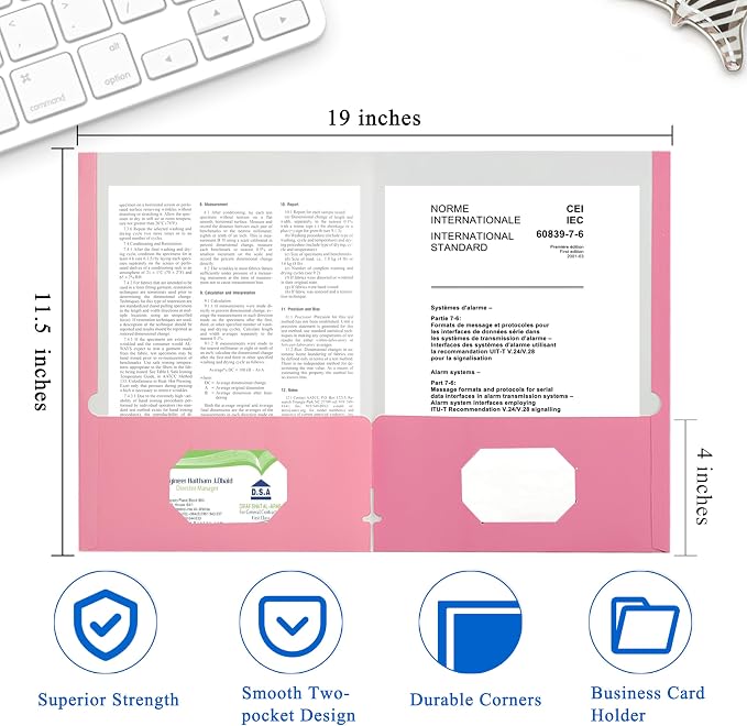 Zzrywuty File folders with Pockets, 25 Pack Paper Folders with Card Slot - Image 2