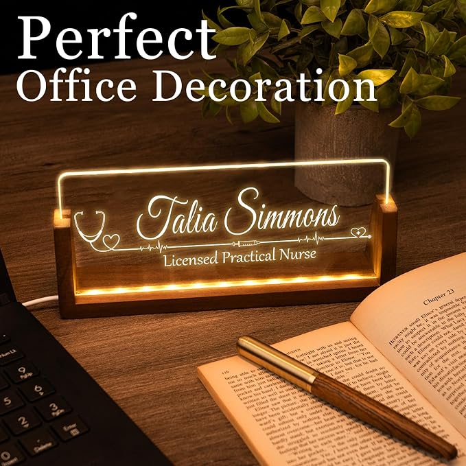 Desk Name Plate Personalized, Light Up Name Plate - Image 7