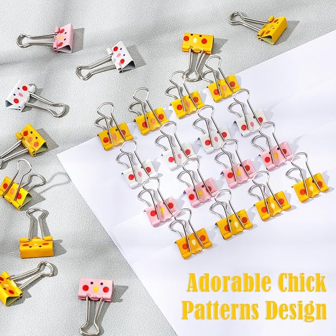 BAYTORY 32Pcs Cute Binder Clips, 3/4 Inch Small Binder Clips, Colored Paper Clip - Image 4