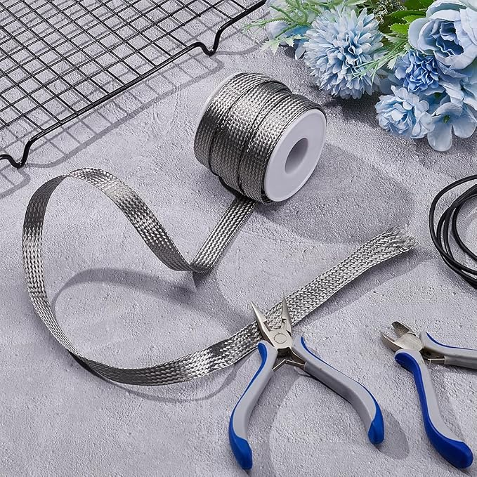 UNICRAFTALE 1/2 inch Wide Braided Sleeving Braid Stainless Steel Cable Wire - Image 4