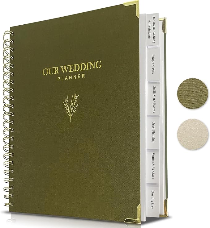LADY&HOME Wedding Planner Book and Organizer, Linen Cover Wedding Planner Binder by LADYHOME