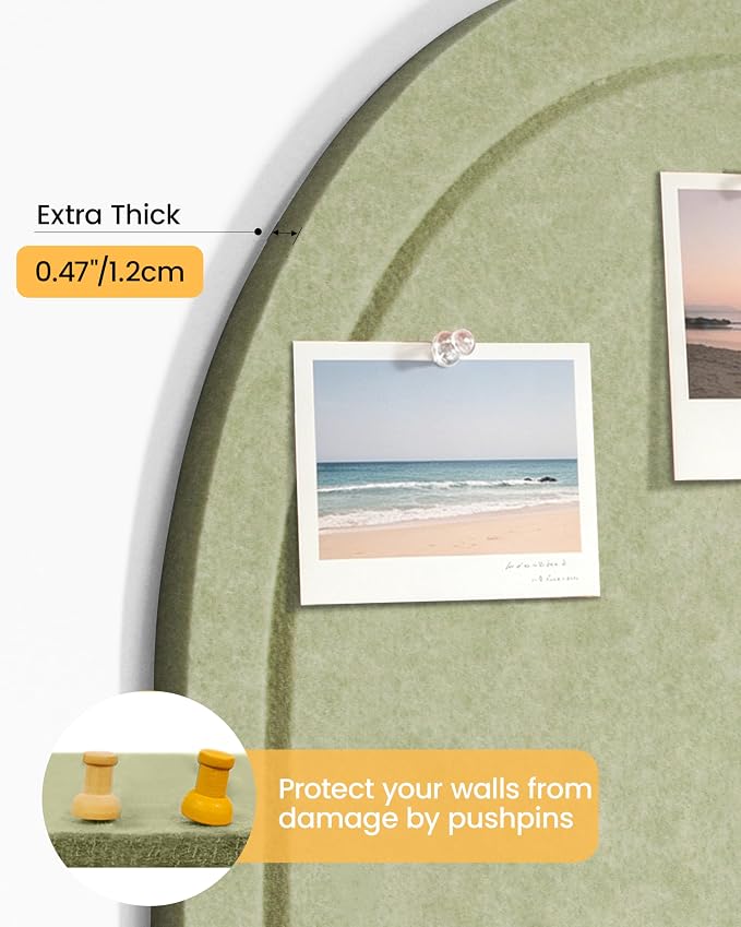 Large Arched Felt Bulletin Board 24"x16", 1/2" Thick Foldable Pin Board - Image 7