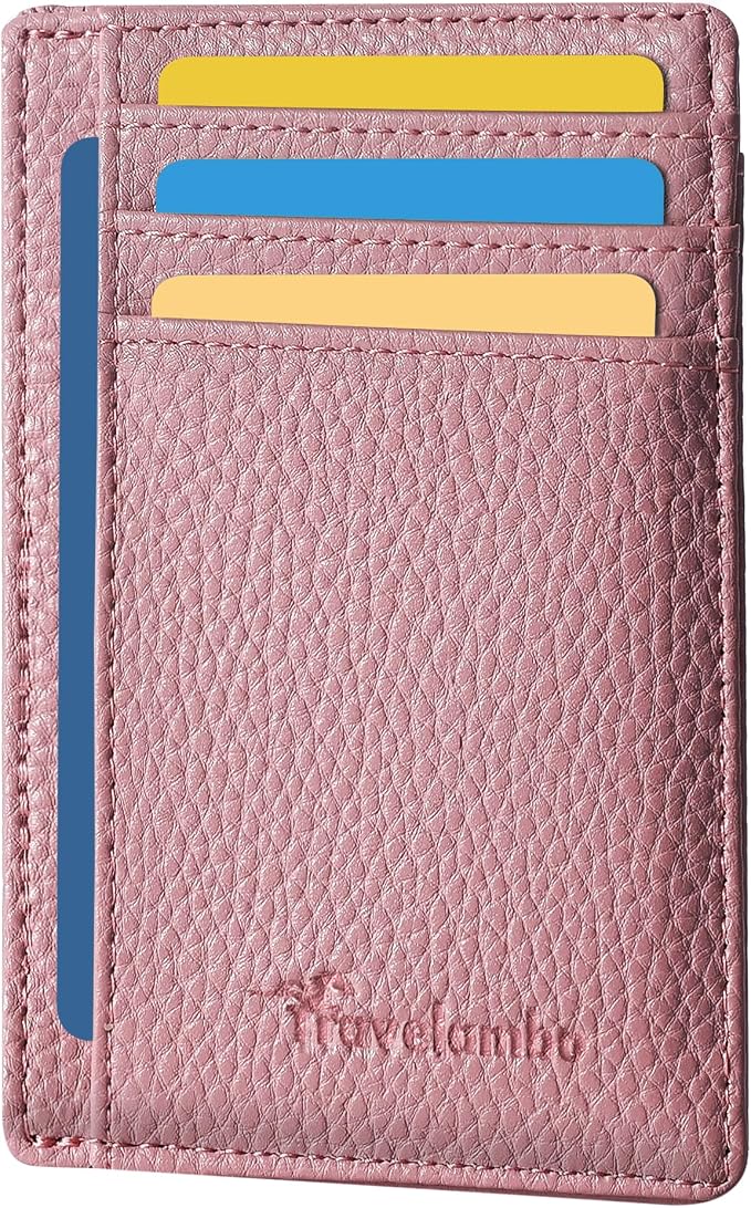 Travelambo Front Pocket Minimalist Leather Slim Wallet RFID Blocking Medium Size by Travelambo