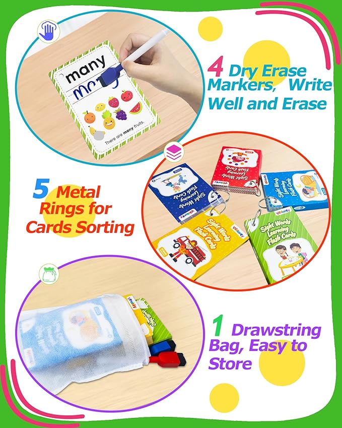 Sight Words Flash Cards Kindergarten, 250 Dolch Sight Word Writing Reading - Image 5