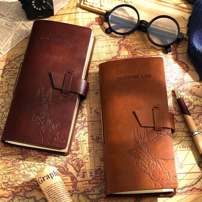 Eaasty 2 Pcs Leather Hunting Log Book Elk Hunting Journal Notebook - Image 6