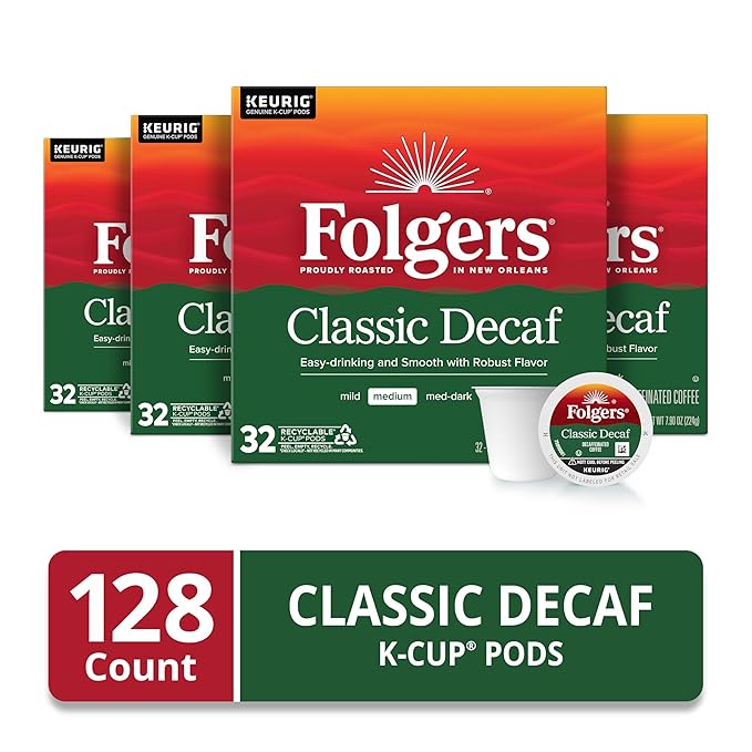 Folgers Classic Decaf Coffee, Keurig K-Cup Pods, 128 Count-DeskLoop Office