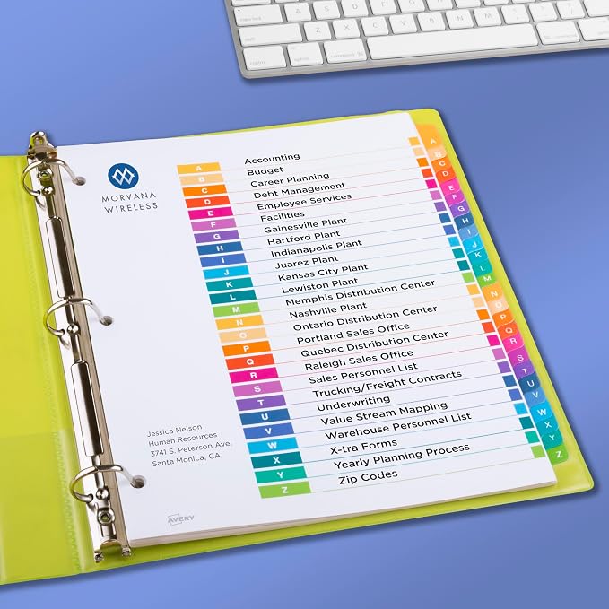 Avery A-Z Dividers for 3 Ring Binders, 26 Tabs per Set, Customizable Table of - Image 6
