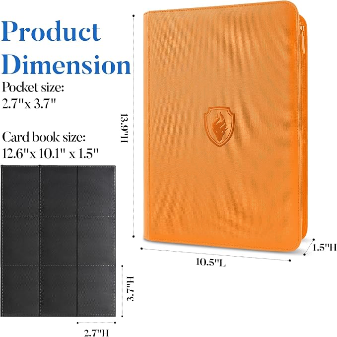 Premium Zip Card Binder, Fabmaker 9 Pocket Trading Card Binder, PU Cover Zipper - Image 6