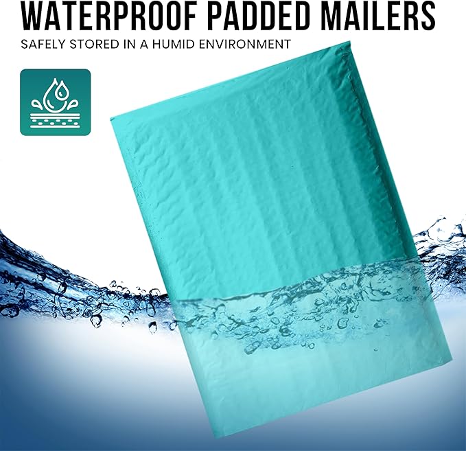 Levex - #0 6" x 10" [10 Pack] Teal Poly Bubble Mailers, Padded Envelope Mailers, Packing Envelope & Mailing Bags for Shipping-DeskLoop Office