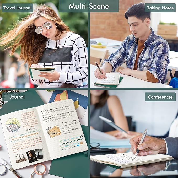 16 Pack Soft Cover Journal Bulk, Feela Lined Notebooks College Ruled for Work for Women Girl Writing, Blank Travel Journal Note Taking Notebook School Business Supplies, 8.2” x 5.5”, A5, Dark Green-DeskLoop Office