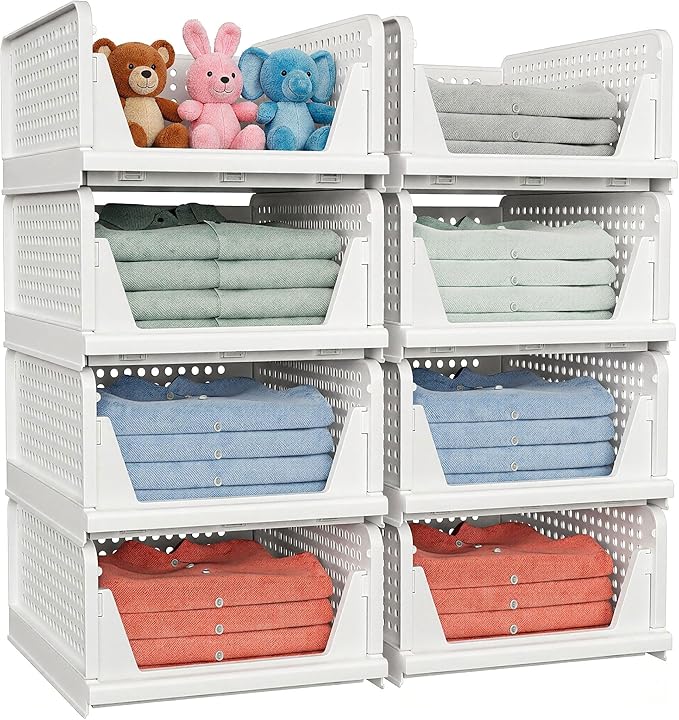caktraie 4 Pack Stackable Closet Storage Basket - Image 4