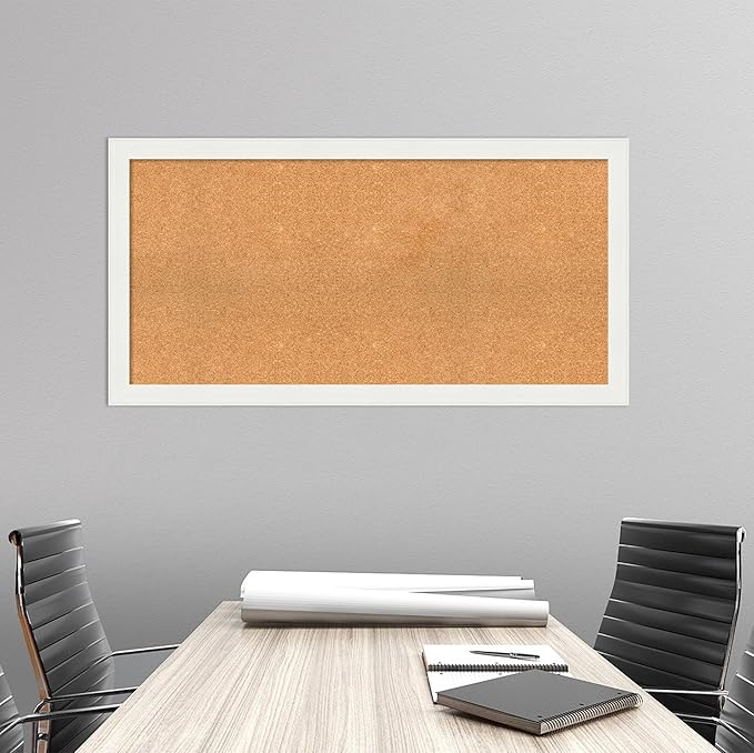 Amanti Art Natural Cork Board for Wall, 25x49 Vision Board with White Frame, Oversize Corkboard Office Decor for Home Organization, Casual Corkboard Pinboard to Display Items for Home Organization in-DeskLoop Office