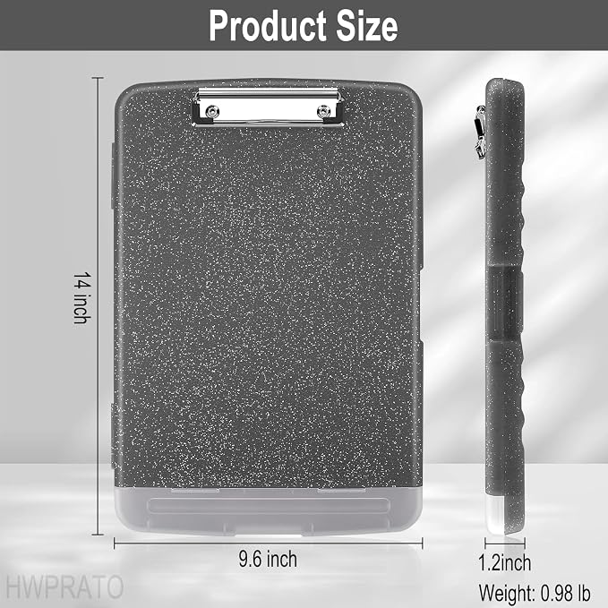 HWPRATO Glitter Clipboard with Storage, Clip Boards 8.5x11 with Pen Holder - Image 2