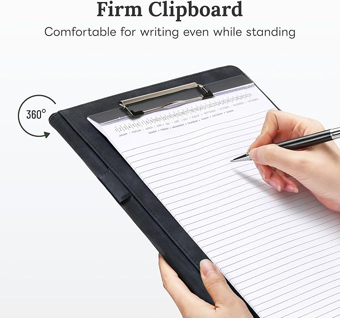 Clipboard Folder Padfolio, Mymazn Writing Portfolio Faux Leather Clipboards - Image 4