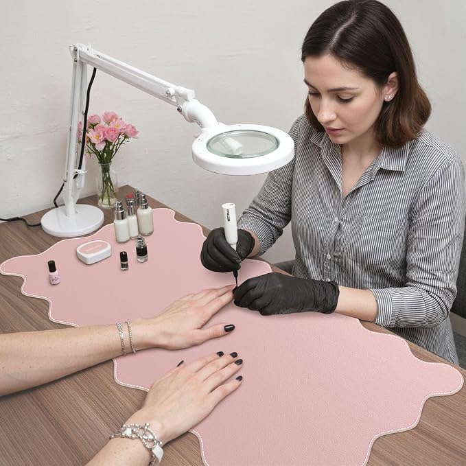 iCasso Pink Leather Desk Mat, Extra Large Scalloped Mouse Pad - Image 7
