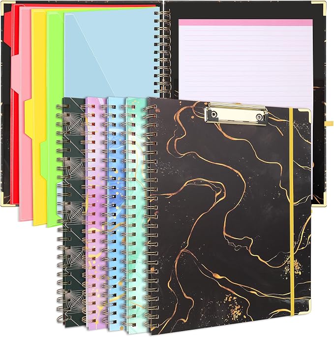 Clipboard Folio with Refillable Notepad, 5 Dividers with 10 Pockets Storage by SFLHHDM