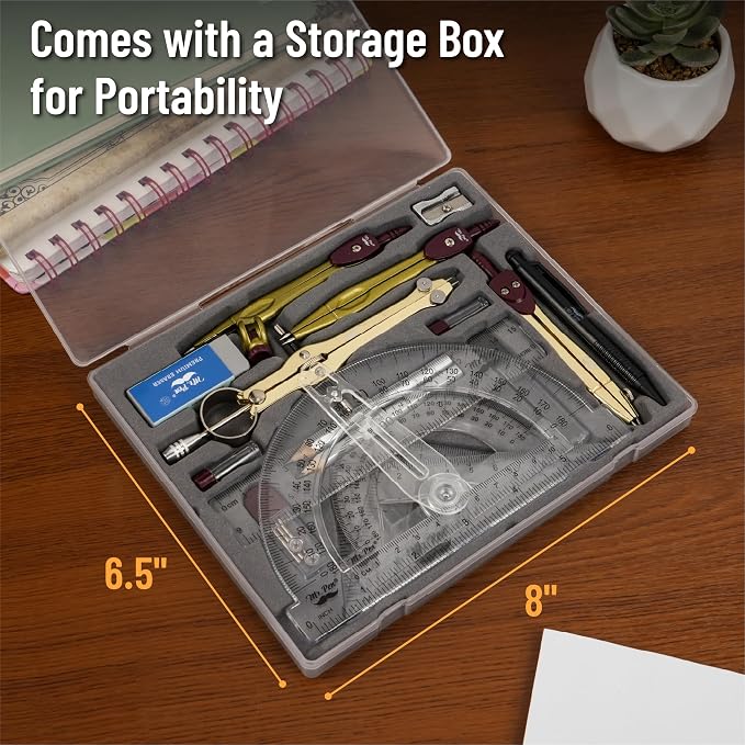 Mr. Pen- Geometry Set, 6 Inch Swing Arm Protractor, Divider | Set Squares - Image 6