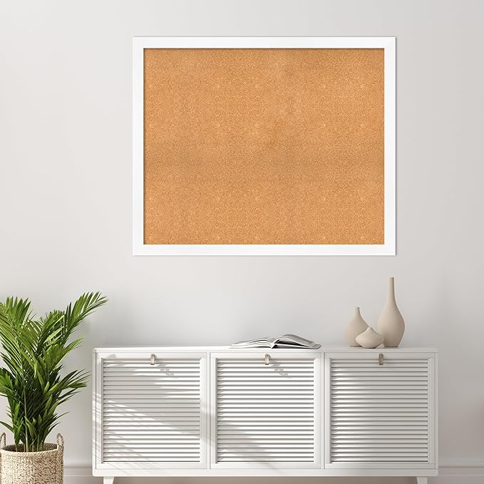 Amanti Art Natural Cork Board for Wall, 39x47 Vision Board with White Frame, Oversize Corkboard Office Decor for Home Organization, Modern Corkboard Pinboard to Display Items for Home Organization in-DeskLoop Office