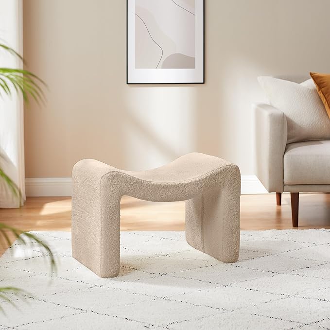 Large Footstool Ottoman, Multi-Functional Modern Foot Stool, Sofa Footrest Extra Seating for Living Room, Entryway, Hallways and Bedrooms, Large, Camel-DeskLoop Office