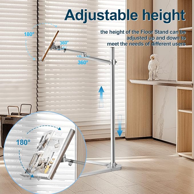 Bookstand, Rotating Holder for Laptop/Tablet/Phone, 2 Spring Clips - Image 2
