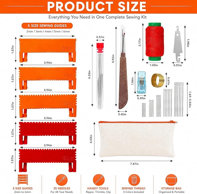 44Pcs Clip-On Sewing Ruler Seam Guide & Needle Kit | Great - Image 2