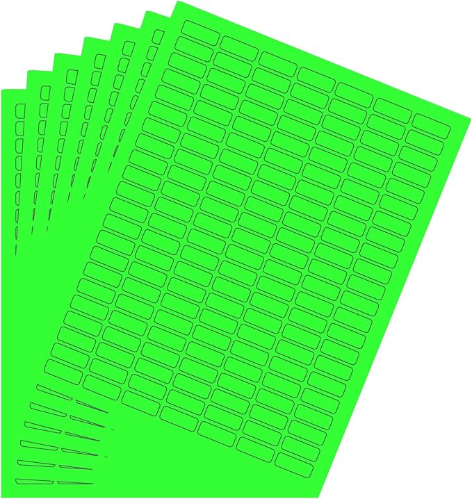 Neon Green Sticker Label Sheets Bulk Printable Paper Labels 1 inch x 0.375 inch by RoyalGreen
