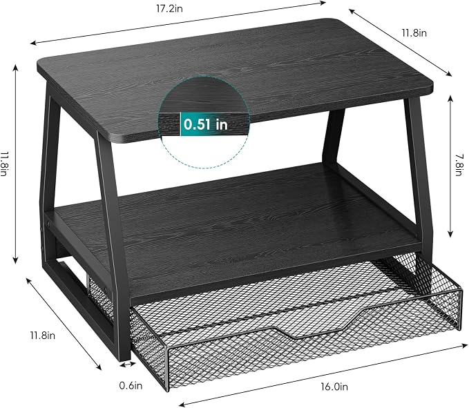 2-Tier Printer Stand with Storage, Desktop Organizer - Image 5