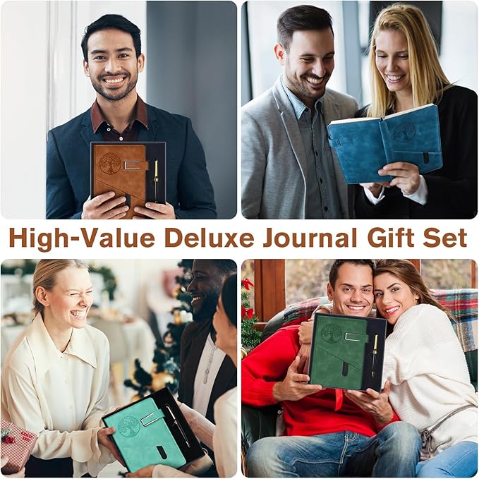 Lined Notebook Journal for Men Women, 365 Pages Numbered College Ruled Notebook, Hardcover Leather Journal with Pen & Gift Box, Thick Daily Diary, Professional Notebooks for Work, School, Business, A5-DeskLoop Office