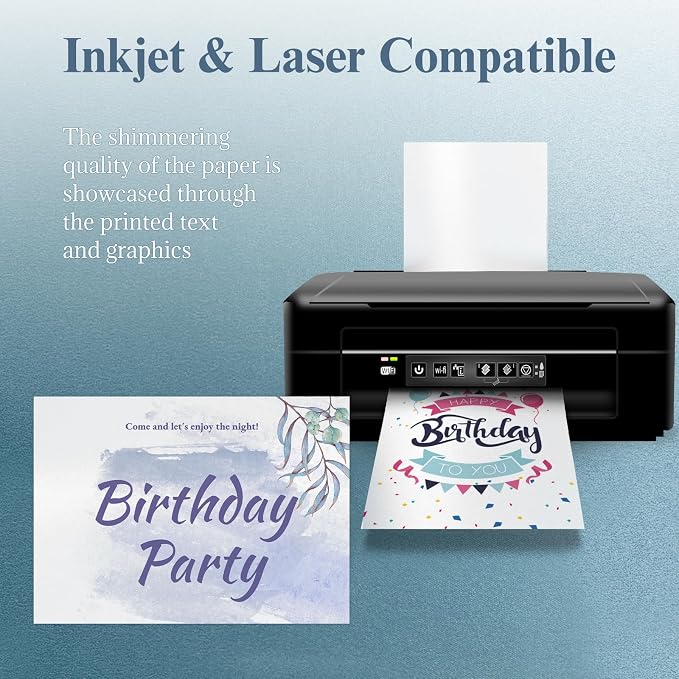 White Shimmer Blank Note Cards and Envelopes, Goefun Pearl 5x7 Flat Cardstock - Image 5