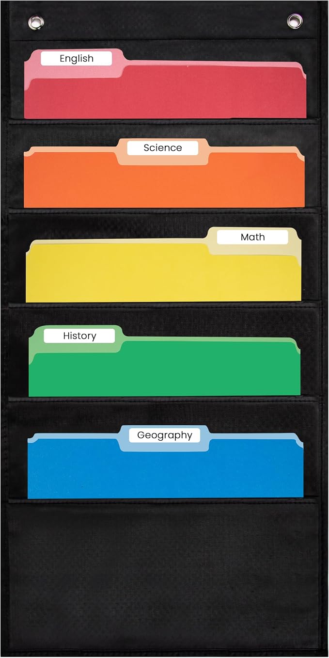 Essex Wares - 5 Pocket File Pocket Chart, and More - Wall Folder Organizer - 5 by EssexWares