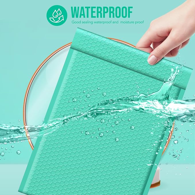 Fuxury 500 Pack Teal Bubble Mailers 10.5x16 Inch, Self Seal Padded Envelopes - Image 5