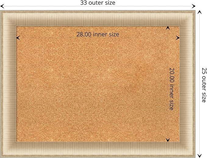 Amanti Art Natural Cork Board for Wall, 25x33 Vision Board with Gold Frame, Medium Corkboard Office Decor for Home Organization, Casual Corkboard Pinboard to display items for home organization-DeskLoop Office