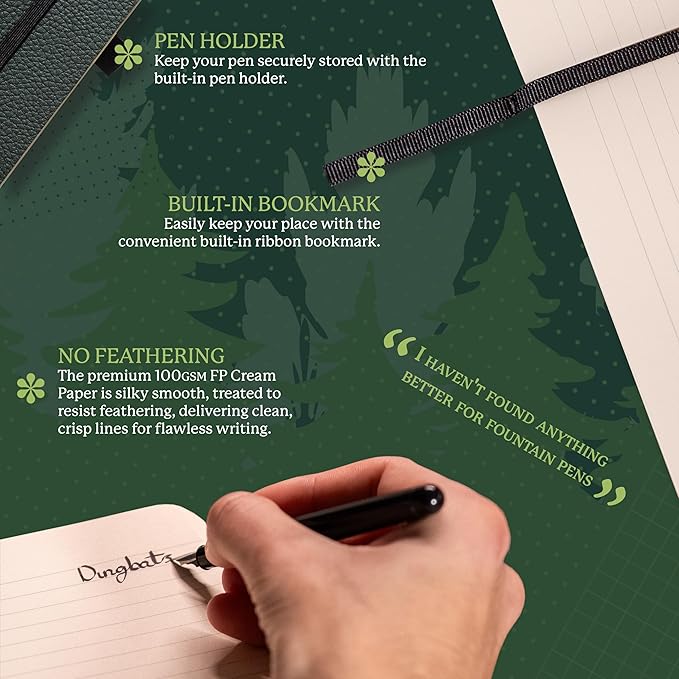 Dingbats* Wildlife Dotted Writing Journal Notebook A5 - Vegan Leather Softcover - Ideal for Work, Travel - Pocket, Elastic Closure, & Bookmark-DeskLoop Office