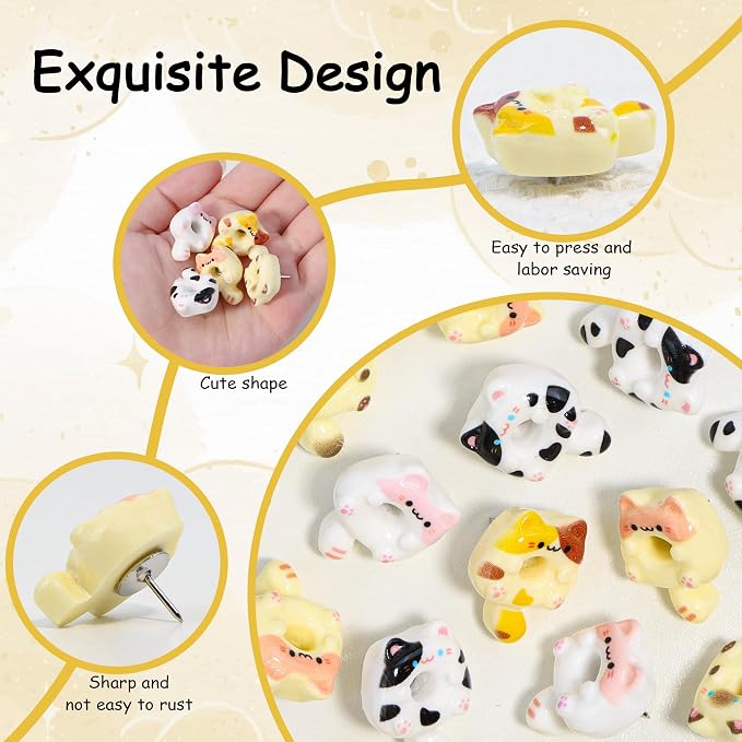 Decorative Cute Push Pins for Bulletin Board, Thumb Tacks, Cork Board Desk Wall - Image 3