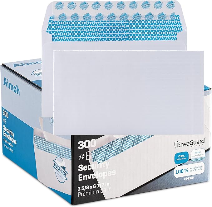 Aimoh 300#6 3/4 Security Tinted Self-Seal Envelopes by Aimoh