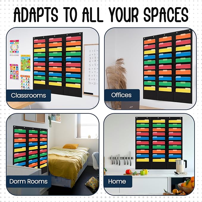 Essex Wares - 30 Pocket File Pocket Chart, and More - Wall Folder Organizer - - Image 5