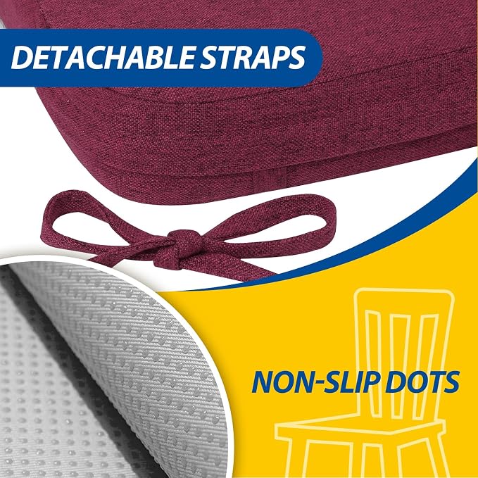 AAAAAcessories D-Shaped Chair Cushions, Machine-Washable Cover, Wine Red - Image 5