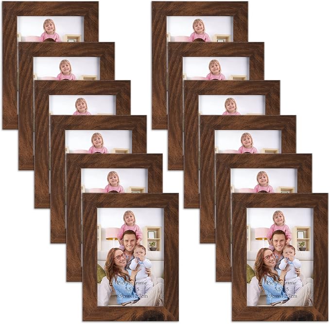 Giftgarden 3.5x5 Picture Frame Brown 12 Pack, Rustic Walnut 3.5 x 5 Photo by Giftgarden