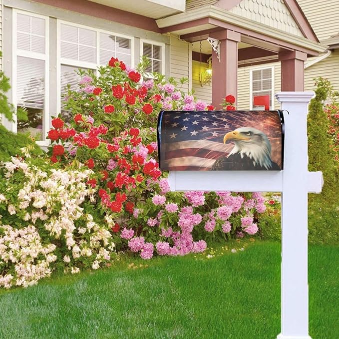 Ouqiuwa American Flag Welcome Magnetic Mailbox Cover, Firework Eagle Mailbox - Image 8